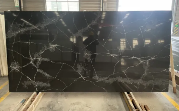 SFKB20 Quartz Kitchen Countertops Carrara Black Quartz Stone