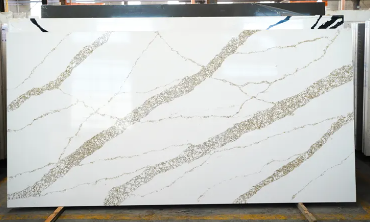 SFKA22 Top White Quartz Slab Counter Stone Gold Series