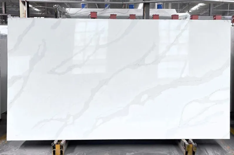 SFKA50 Smooth Quartz Stone Slab White Polished Glossy Nonpor