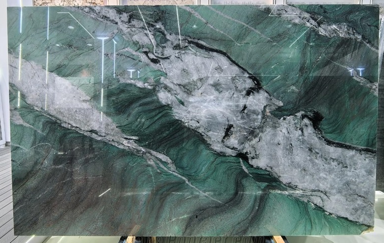 SFKF01 Patagonia Green Natural Quartize Bookmatched Slabs Po
