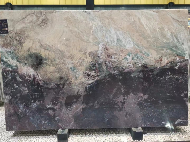 SFKF26 Bookmatched Luxury Dark Natural Stone Color Slab for 